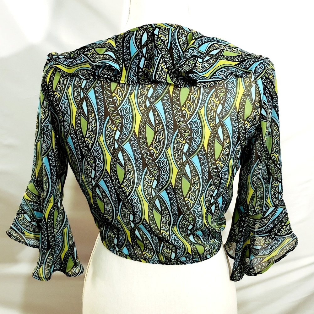 Bisou Bisou Semi Sheer Tie Front Blouse - Picture 2 of 3